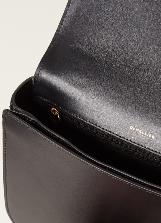 DeMellier The Vancouver crossbodytas van leer - detail 3 zwart