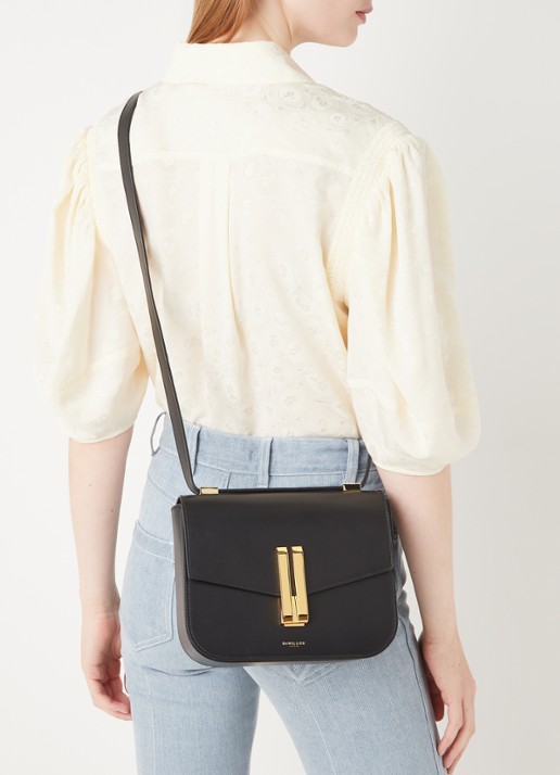 DeMellier The Vancouver crossbodytas van leer - voorkant 2 zwart