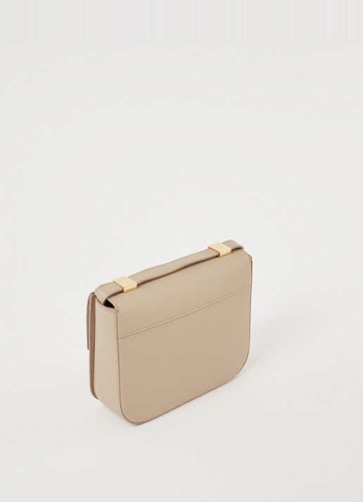 DeMellier Vancouver crossbodytas van leer - achterkant beige