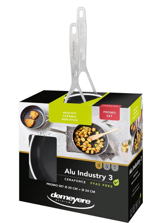Demeyere Alu Industry 3 Ceraforce koekenpan set van 2