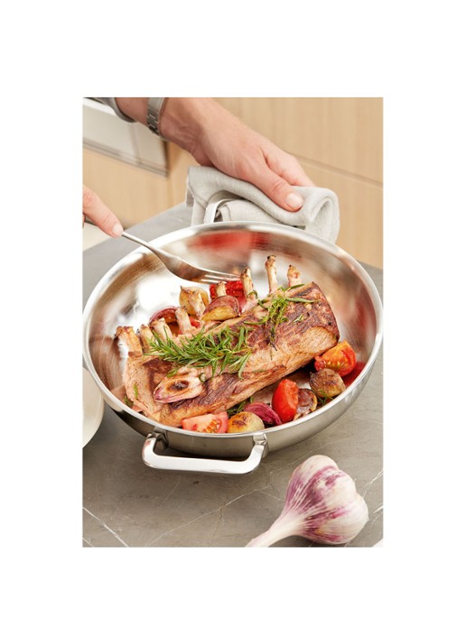 Demeyere Multifunction koekenpan 28 cm - voorkant 2 zilver