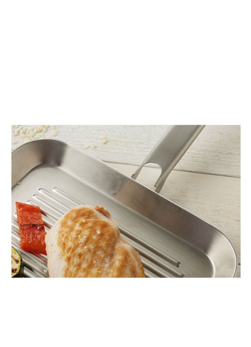 Demeyere Resto 3 grillpan 24 x 24 cm - detail zilver