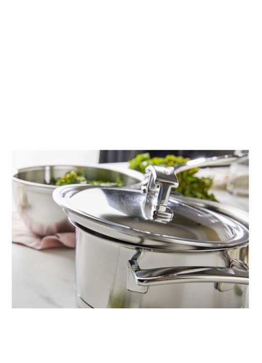 Demeyere Silver kookpan met deksel Ø20 cm - voorkant 3 roestvrijstaal