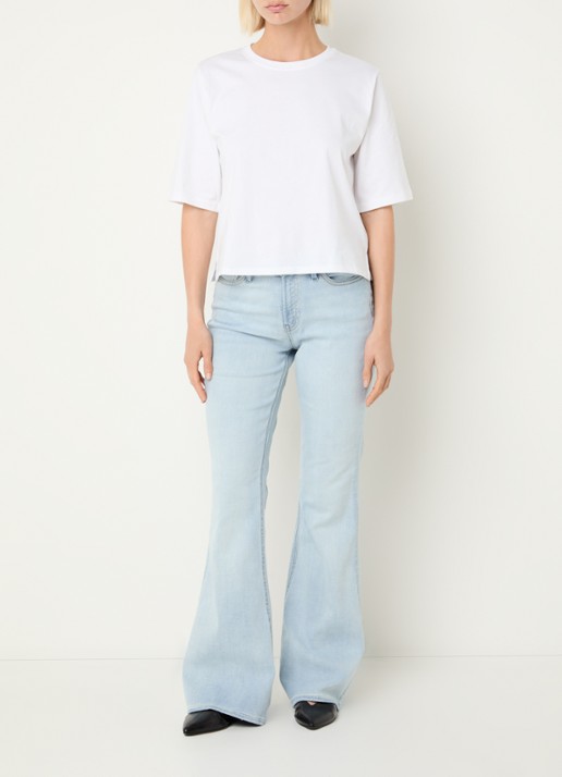 Denham Ami high waist flared jeans met lichte wassing - voorkant 4 indigo