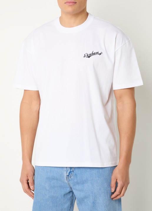 Denham Andrew T-shirt met logo- en backprint - achterkant 3 wit