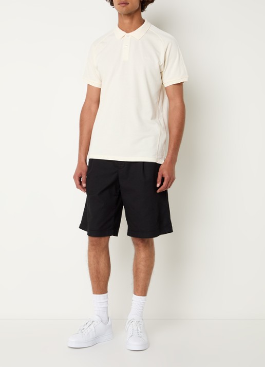 Denham Brian regular fit polo met logoborduring - voorkant 2 creme