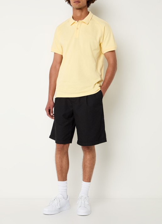 Denham Brian regular fit polo met logoborduring - voorkant 3 geel