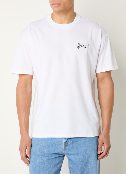 Denham Cooper T-shirt met logo- en backprint - achterkant 4 wit
