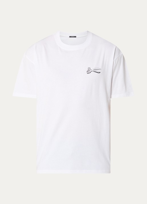 Denham Cooper T-shirt met logo- en backprint - voorkant wit