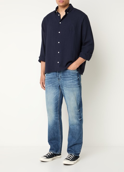Denham Dagger R 35 straight leg jeans met lichte wassing - voorkant 3 indigo