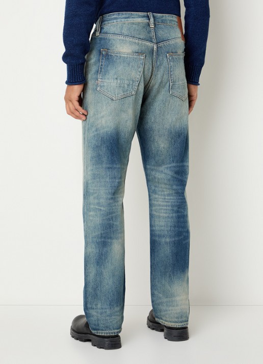 Denham Eastwider Henry straight leg jeans met lichte wassing - achterkant 3 indigo