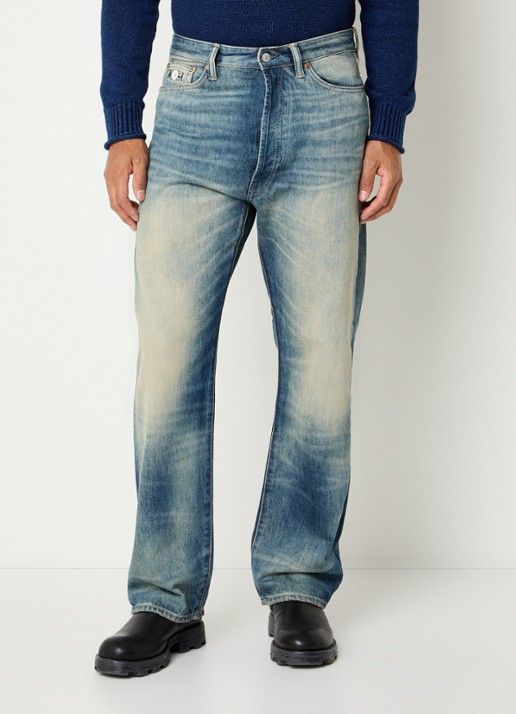 Denham Eastwider Henry straight leg jeans met lichte wassing - detail indigo