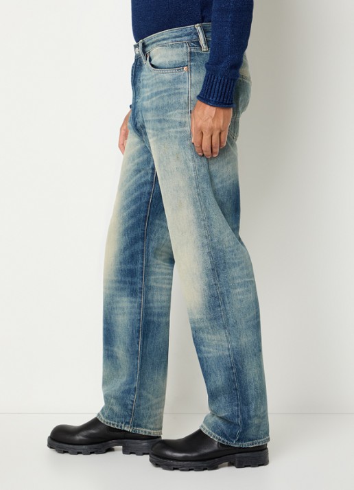 Denham Eastwider Henry straight leg jeans met lichte wassing - detail 2 indigo
