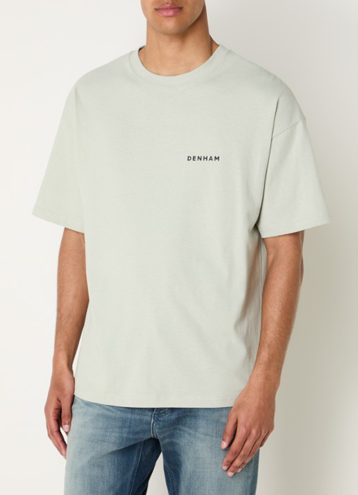 Denham Flowy T-shirt met logo- en backprint - achterkant 4 lindegroen