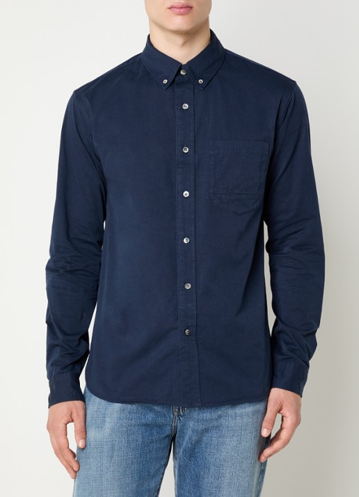 Denham Guilty regular fit overhemd met borstzak - detail donkerblauw