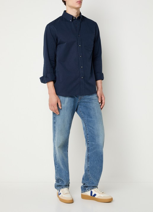 Denham Guilty regular fit overhemd met borstzak - voorkant 4 donkerblauw