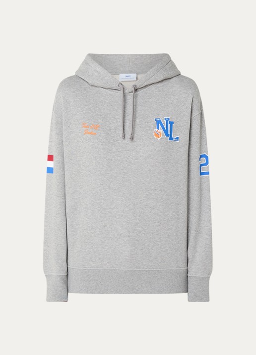 Denham Hoodie met logo- en backprint - voorkant grijsmele
