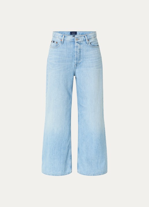 Denham Izzy high waist wide leg jeans met lichte wassing - voorkant 3 indigo