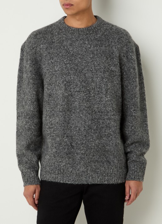 Denham Keagan grofgebreide trui in alpaca wolblend - detail 3 antraciet