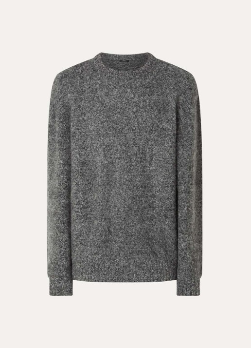 Denham Keagan grofgebreide trui in alpaca wolblend - voorkant antraciet