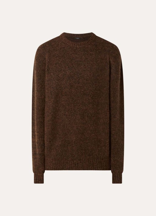 Denham Keagan grofgebreide trui in alpaca wolblend - voorkant 2 bruin