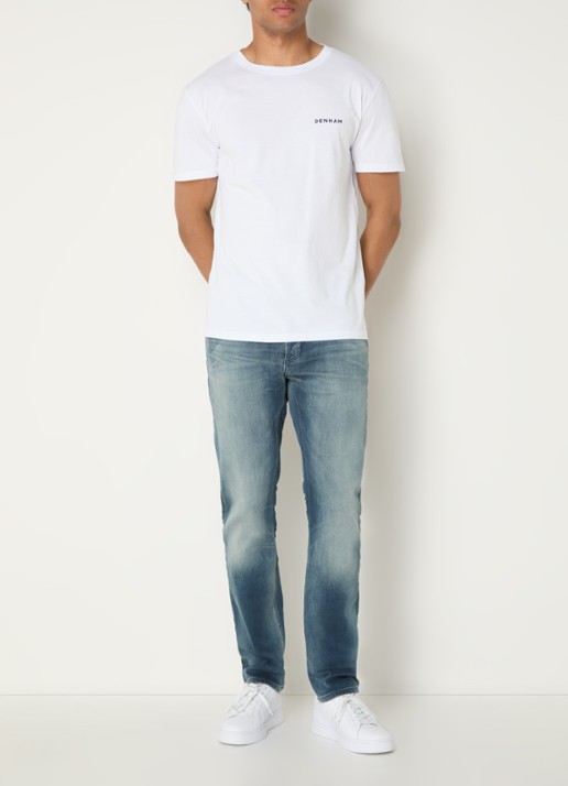 Denham Kyoto T-shirt met logo- en backprint - voorkant 2 wit