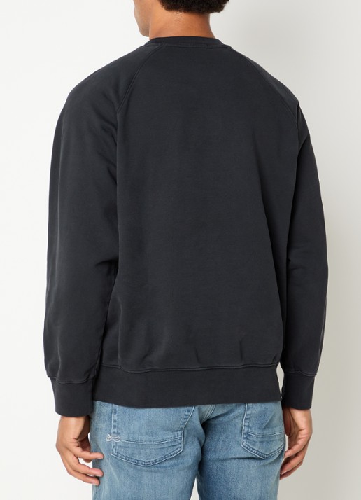 Denham Luke sweater met logoprint - achterkant antraciet