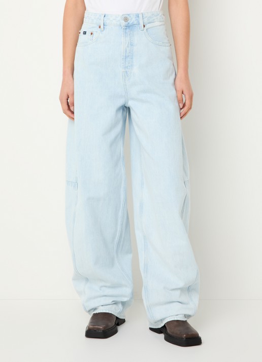 Denham Maki high waist wide leg jeans met lichte wassing  - detail 2 indigo