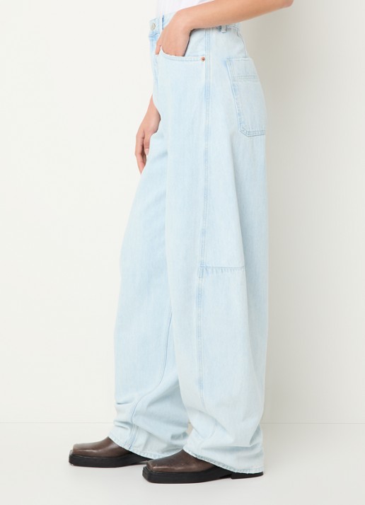 Denham Maki high waist wide leg jeans met lichte wassing  - detail 3 indigo