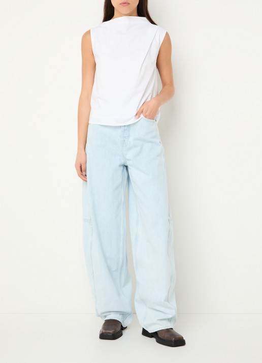 Denham Maki high waist wide leg jeans met lichte wassing  - voorkant 5 indigo