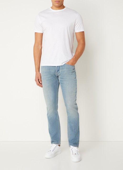 Denham Razor slim fit jeans met lichte wassing - voorkant 5 indigo