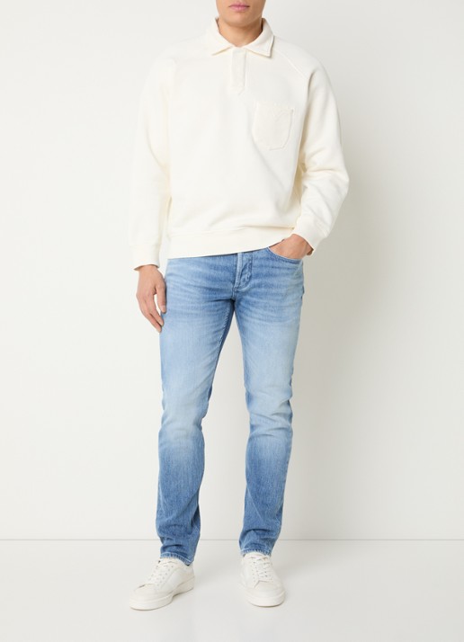 Denham Razor slim fit jeans met medium wassing - voorkant 5 indigo