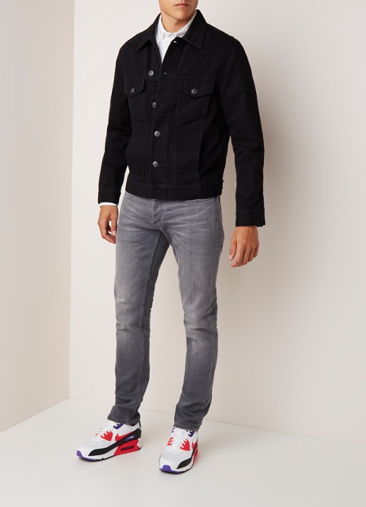 Denham Razor slim fit jeans met stretch - voorkant 3 middengrijs