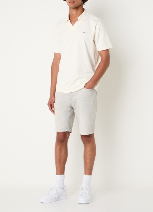 Denham Ridge straight fit korte broek van denim - voorkant 3 grijs