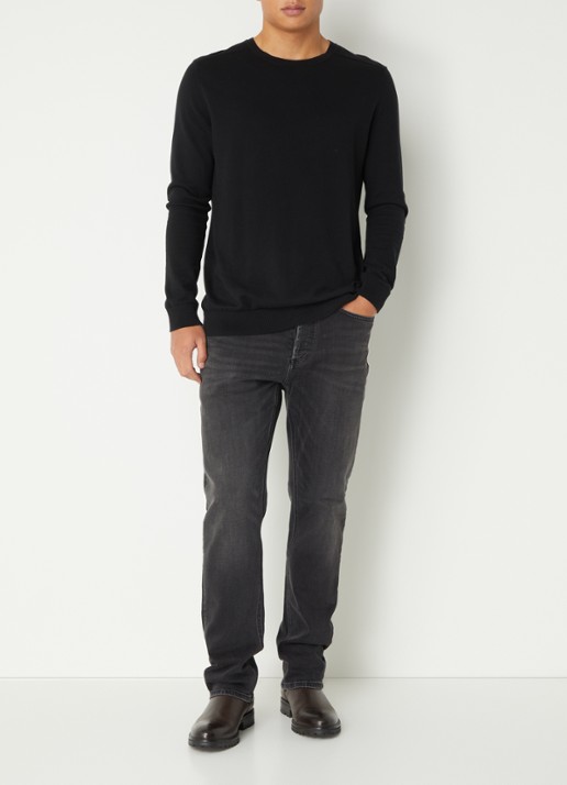 Denham Ridge straight leg jeans met gekleurde wassing - voorkant 3 zwart