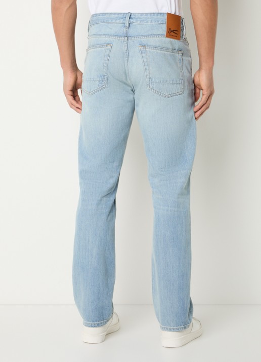 Denham Ridge straight leg jeans met lichte wassing - achterkant indigo
