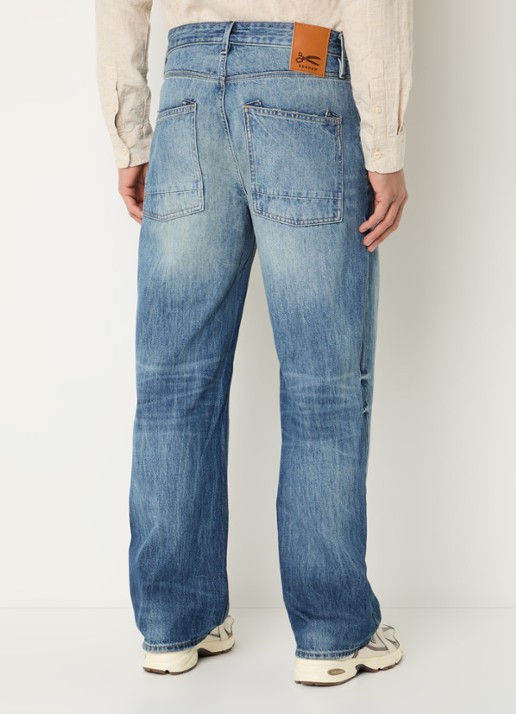 Denham Sasuke R 040 loose fit jeans met lichte wassing - achterkant indigo
