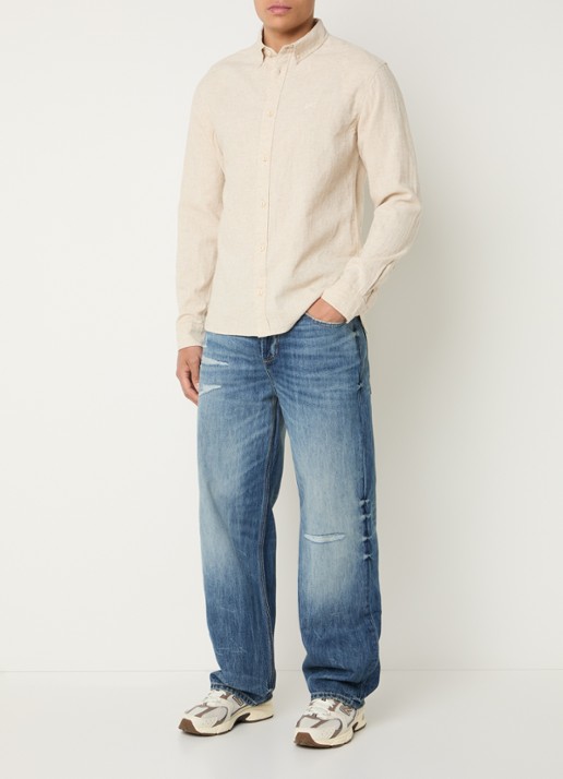 Denham Sasuke R 040 loose fit jeans met lichte wassing - voorkant 3 indigo