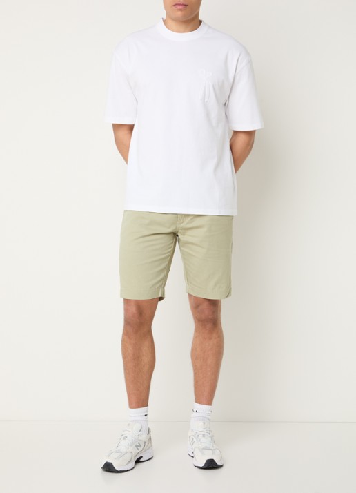 Denham Scissor patch T-shirt met ronde hals - voorkant 2 wit