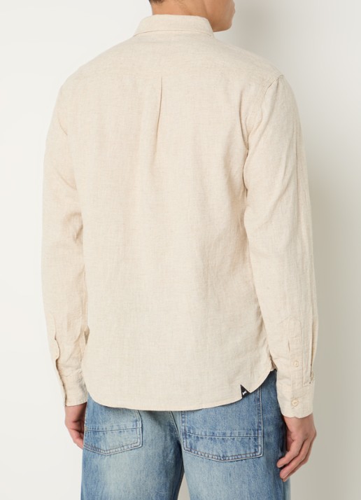 Denham Scissor regular fit overhemd in linnenblend - achterkant 2 beige