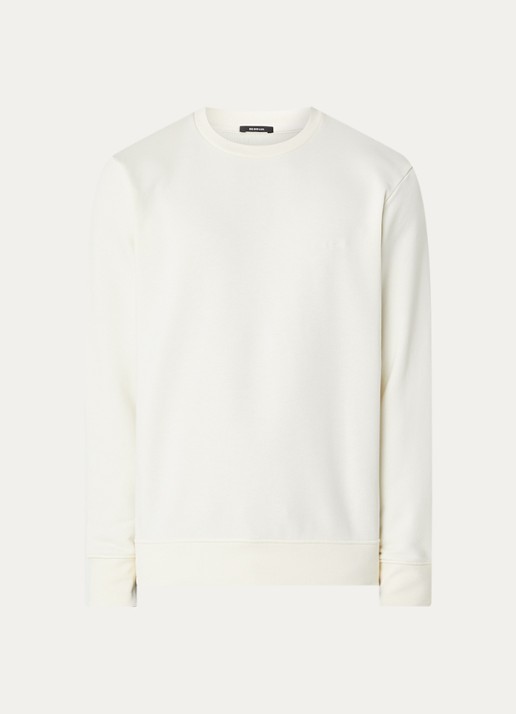 Denham Scissor sweater met logoborduring - voorkant 2 gebroken wit