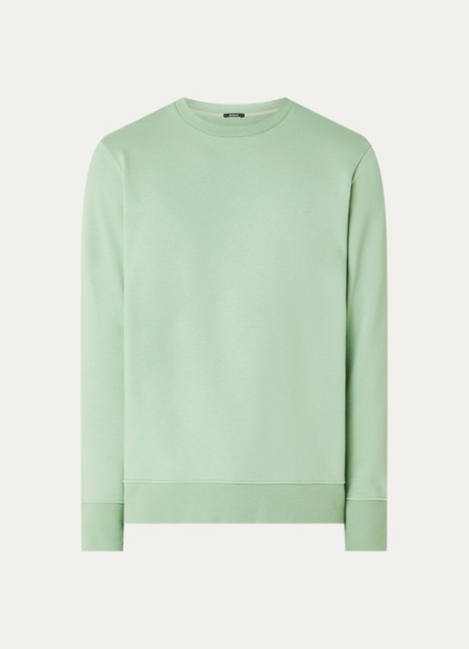 Denham Scissor sweater met logoborduring - voorkant 2 lichtgroen