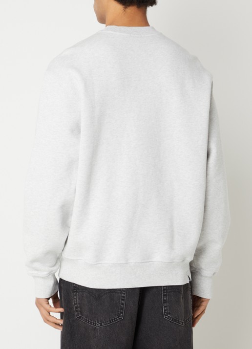 Denham Scissor sweater met logoborduring - achterkant grijsmele