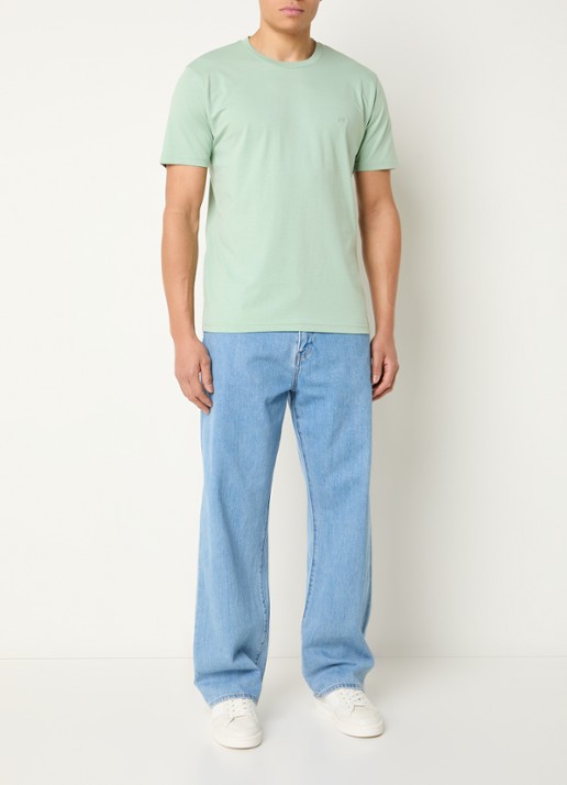Denham Scissor T-shirt met logoborduring - voorkant 4 lichtgroen