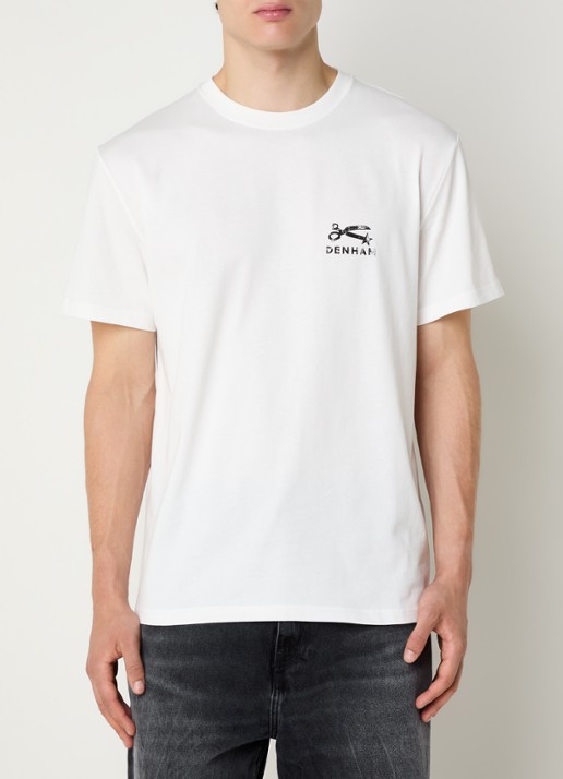 Denham Shot T-shirt met logo- en backprint - achterkant 4 wit