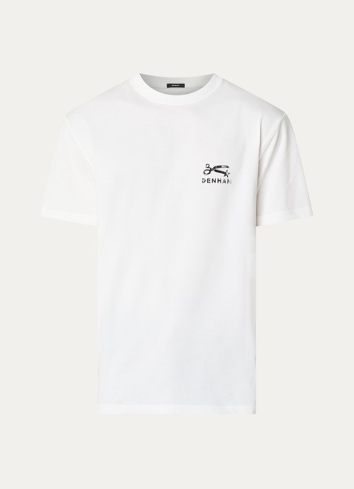 Denham Shot T-shirt met logo- en backprint - voorkant 2 wit