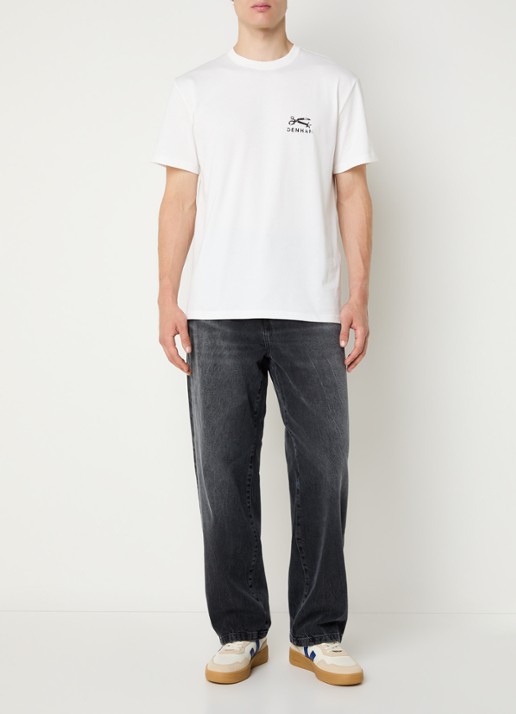 Denham Shot T-shirt met logo- en backprint - voorkant 3 wit