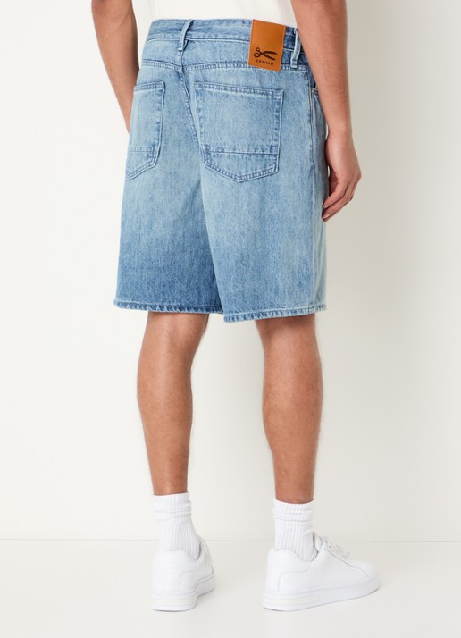Denham Straight fit korte broek van denim met steekzakken - achterkant 4 lichtblauw