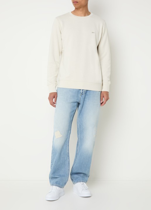 Denham Sweater met logo - voorkant 4 creme