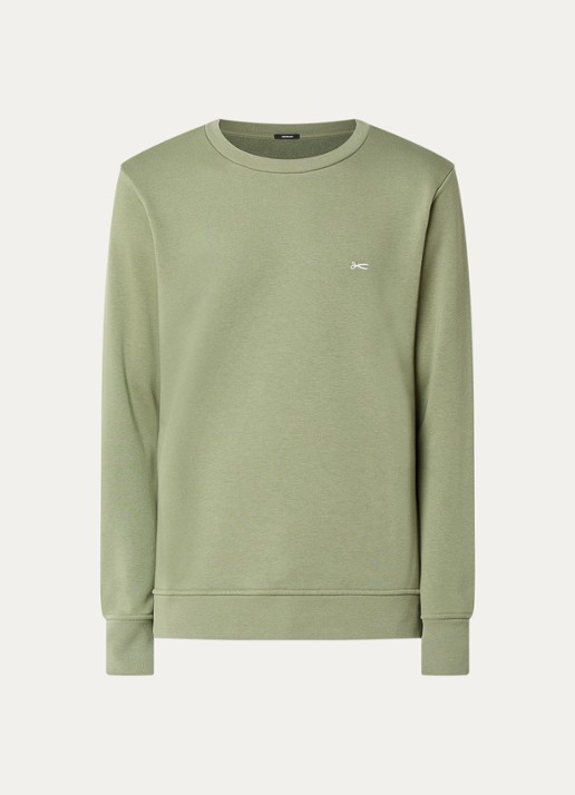 Denham Sweater met logo - voorkant bronsgroen